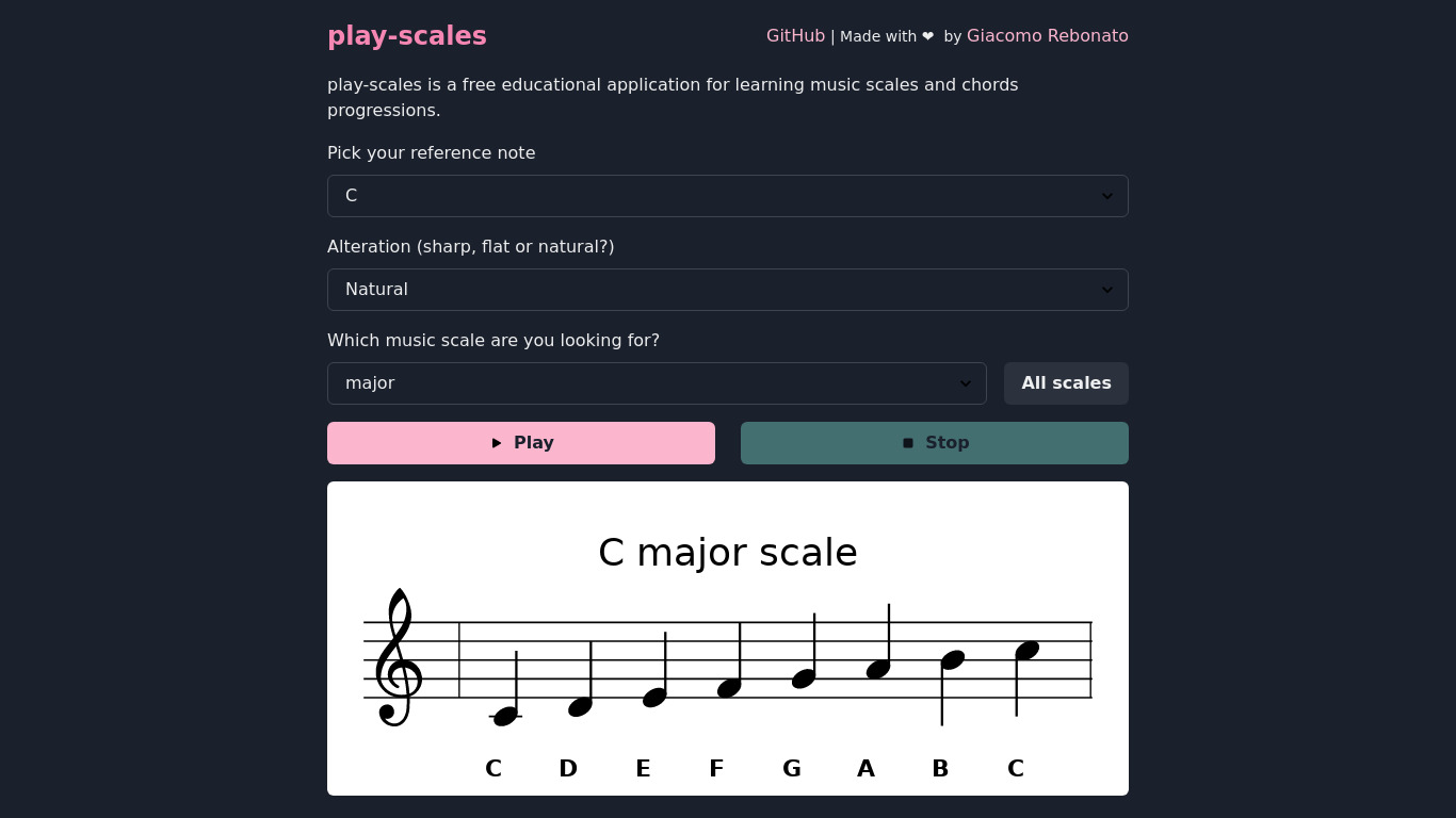 play-scales Landing page