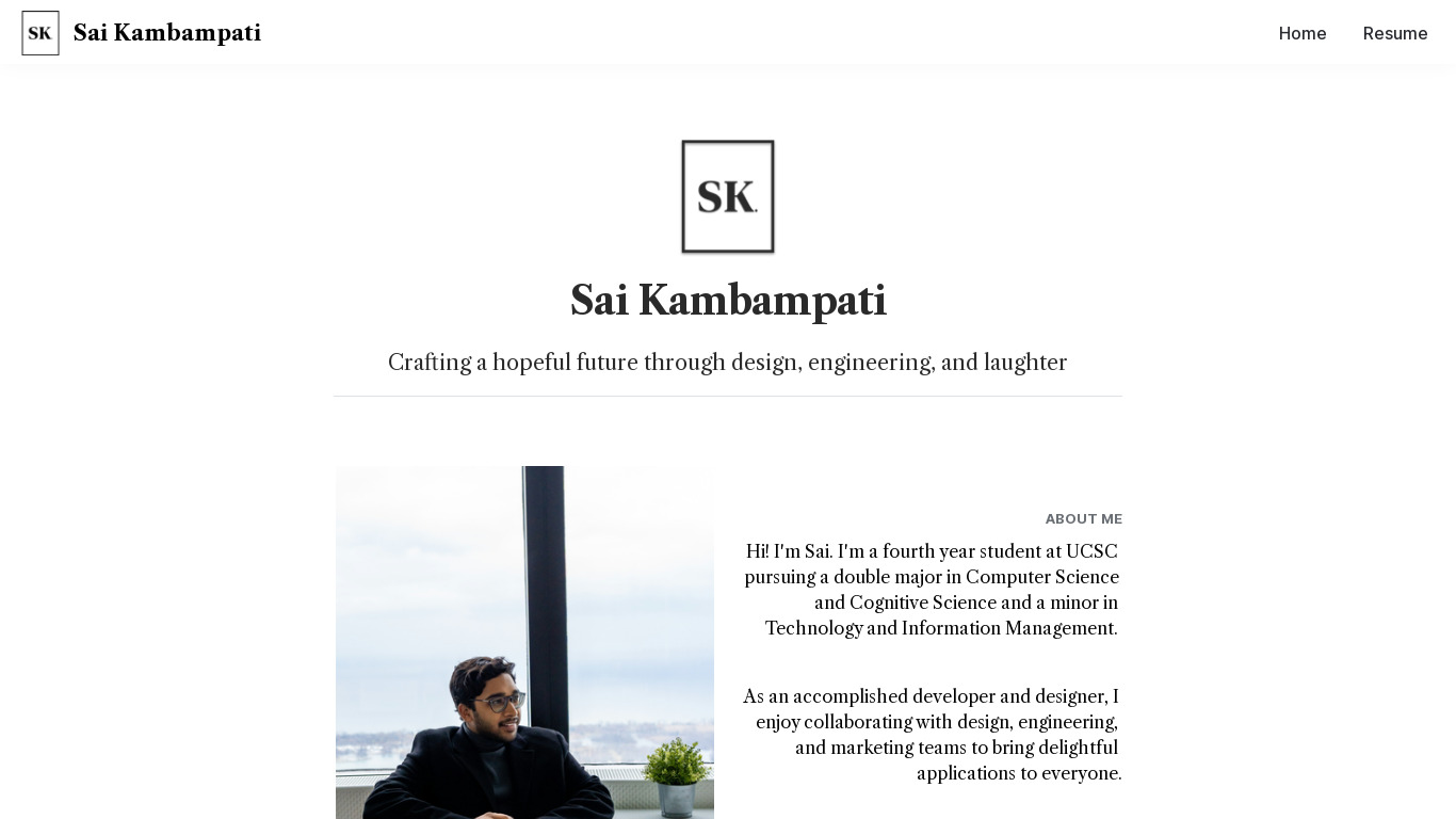Sai Kambampati Landing page