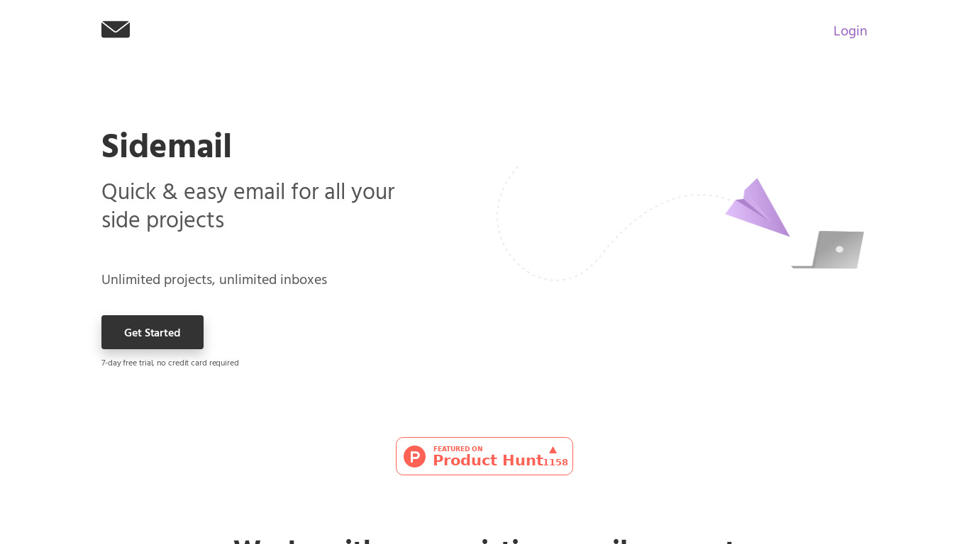 Sidemail Status Landing page