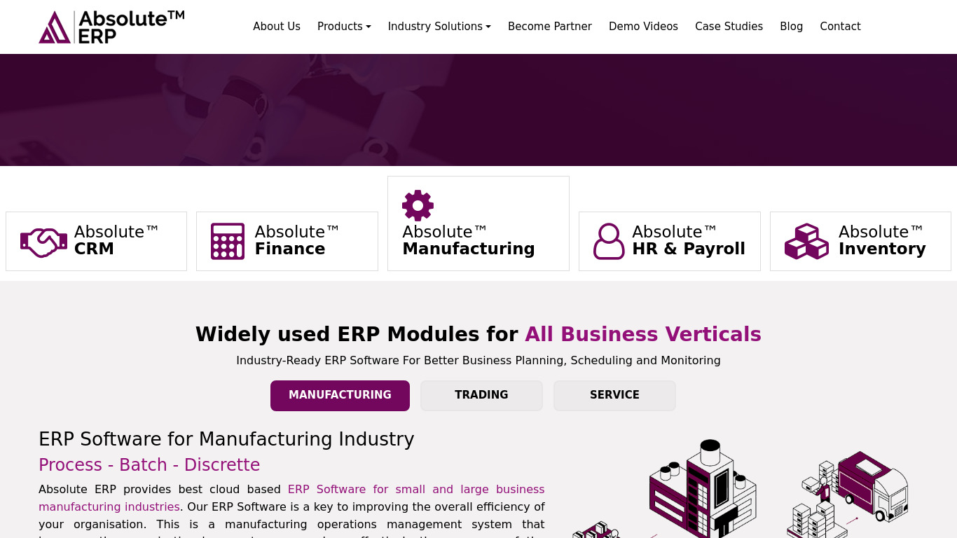 ERP Absolute Landing page