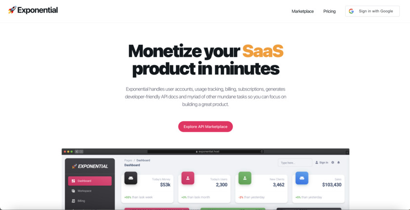 Exponential Host Landing Page