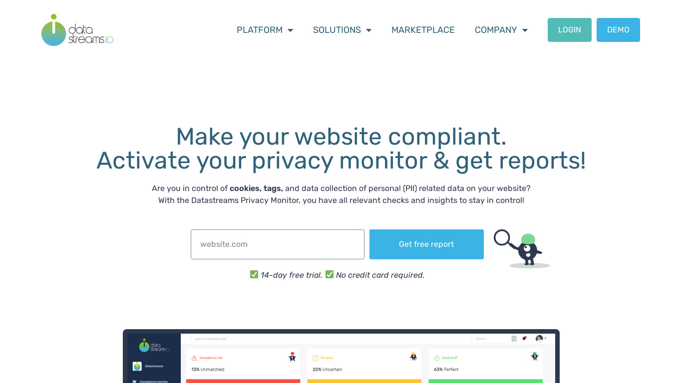 Cookie Compliance Monitor Landing page