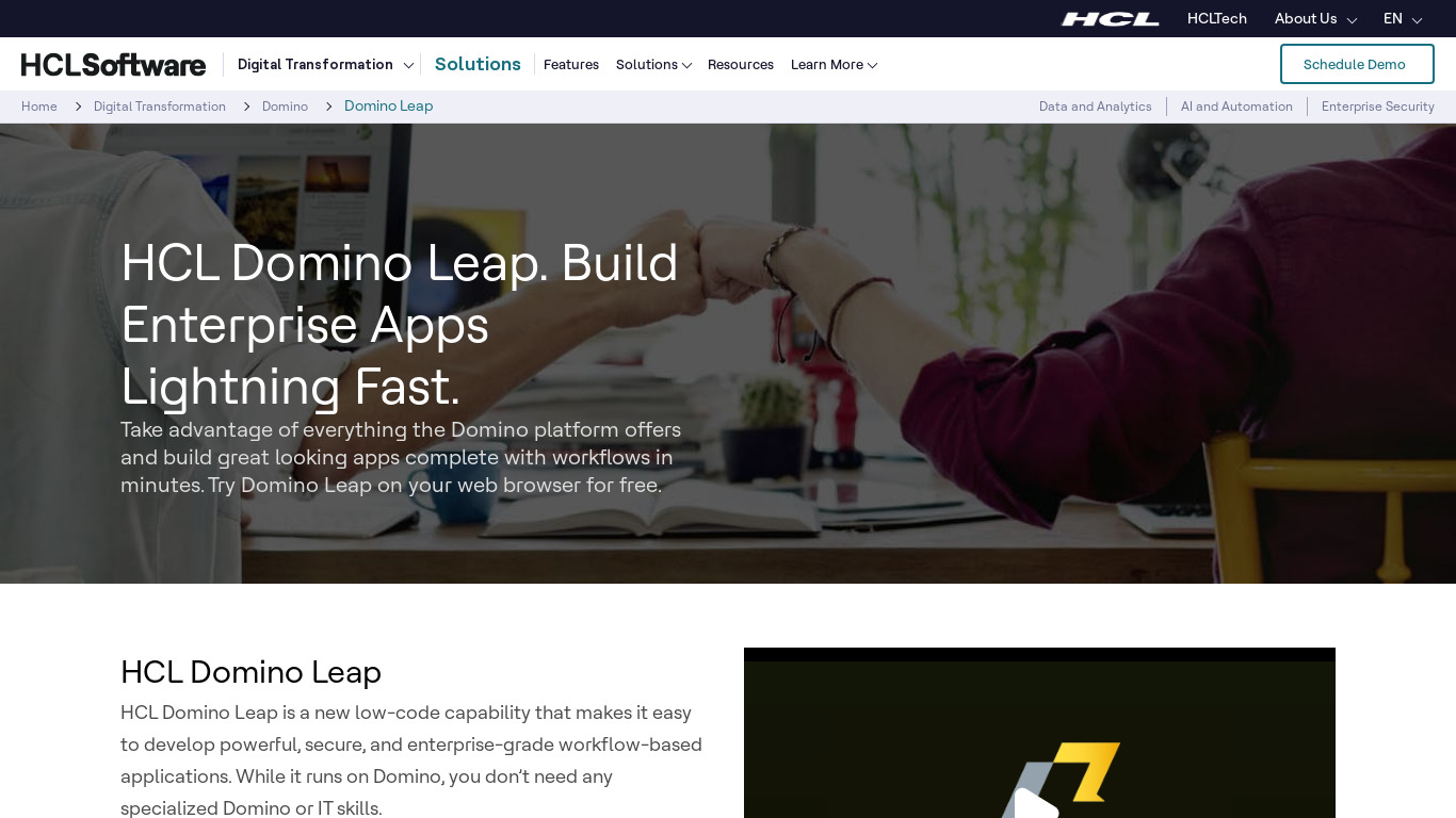 HCL Domino Volt Landing page