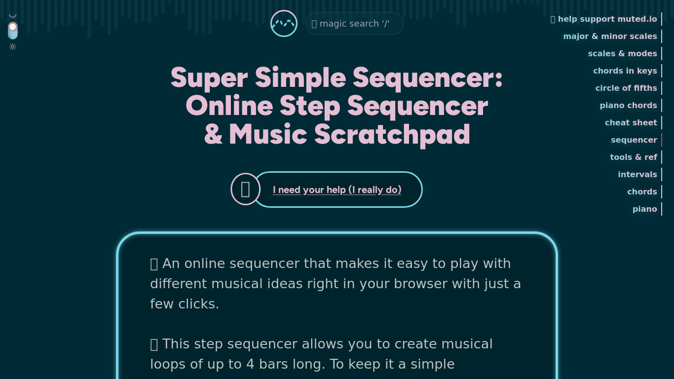 Super Simple Sequencer Landing page
