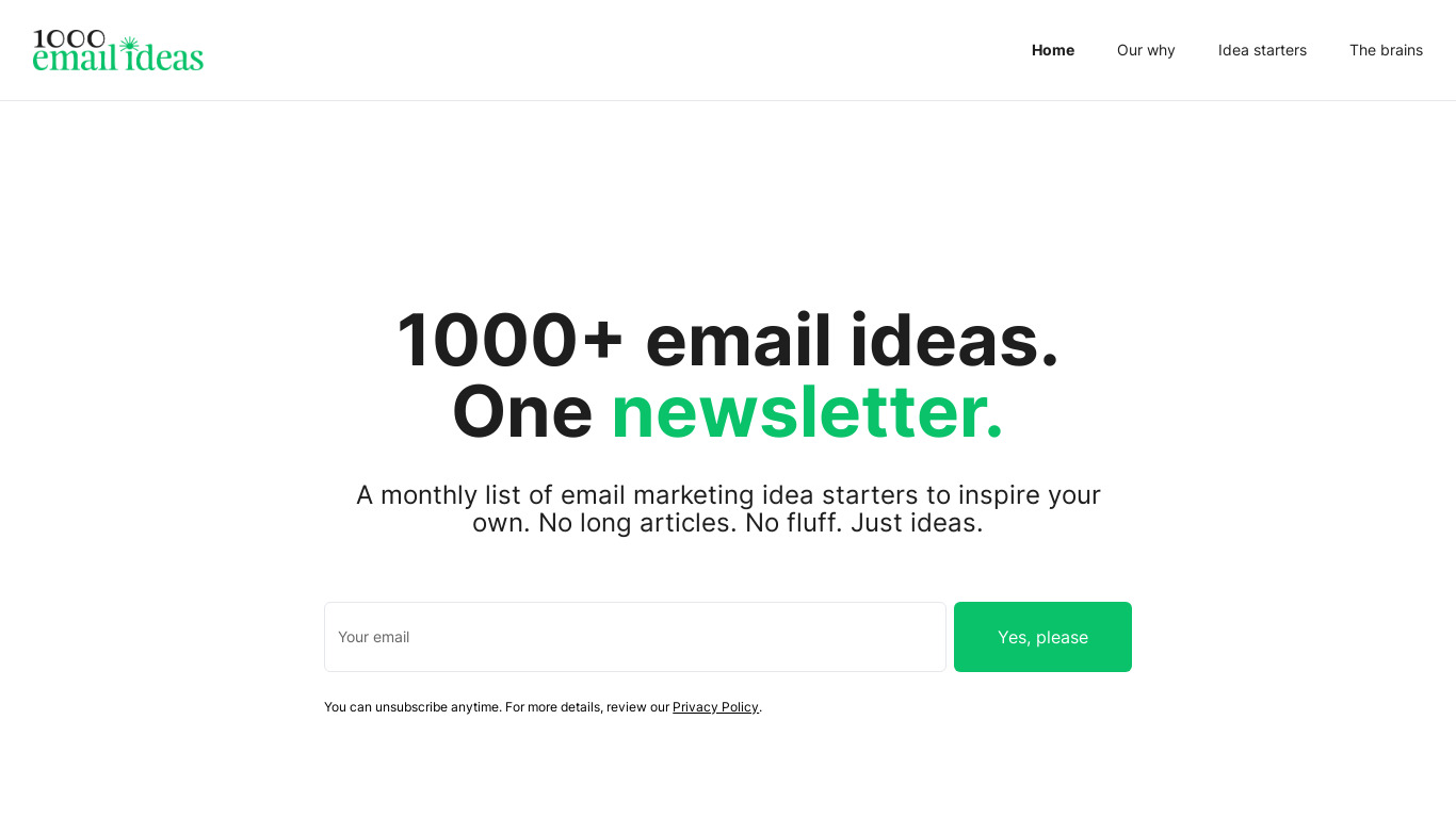 1000 Email Marketing Ideas Landing page