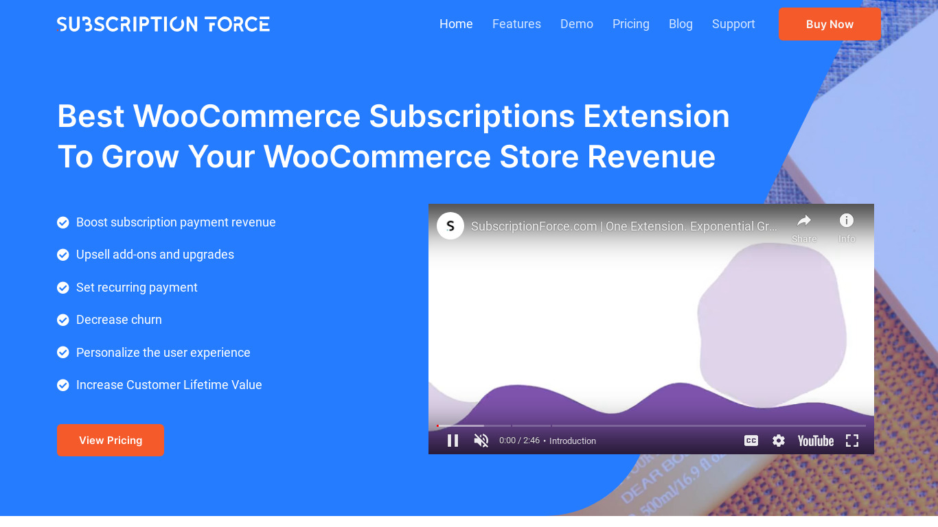 Subscription Force Landing page