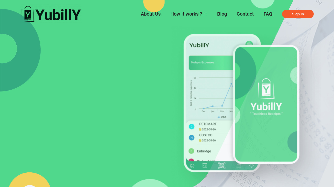 Yubilly Landing page