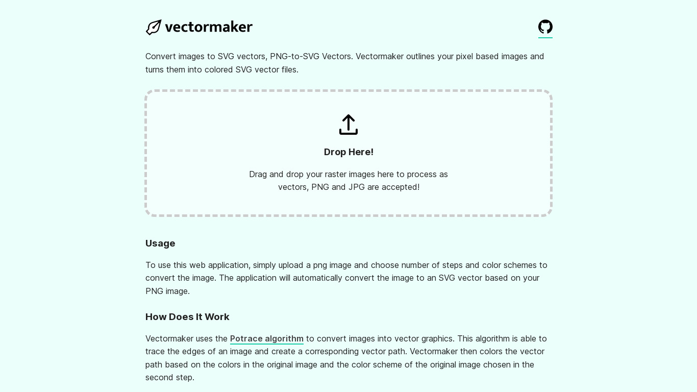 Vectormaker Landing page