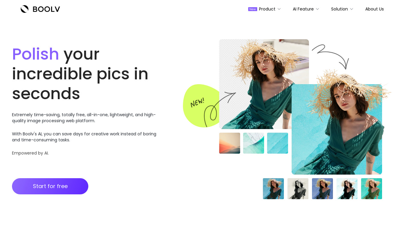 Boolvpic Landing page