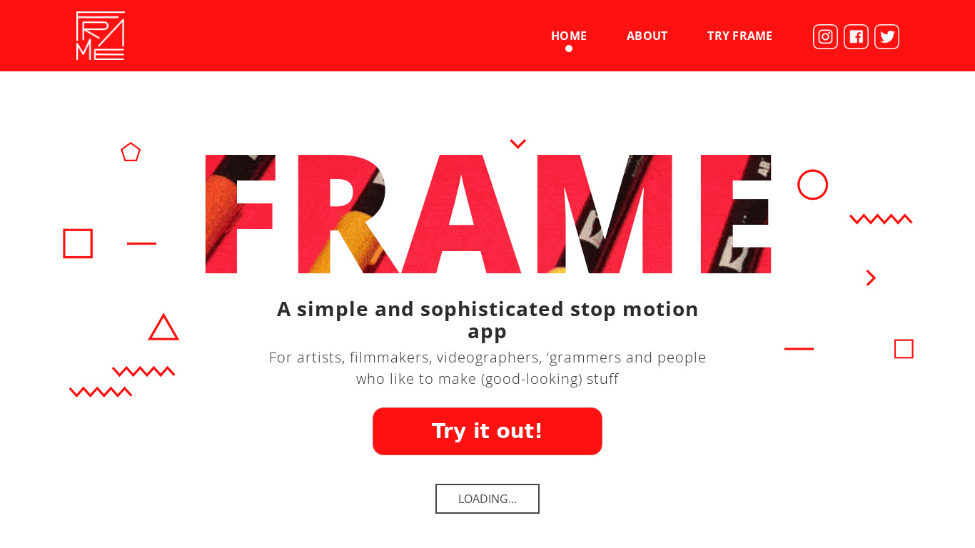 Try Frame Landing page