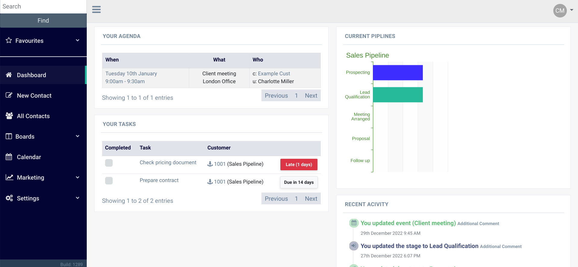 Customer Database App Landing page
