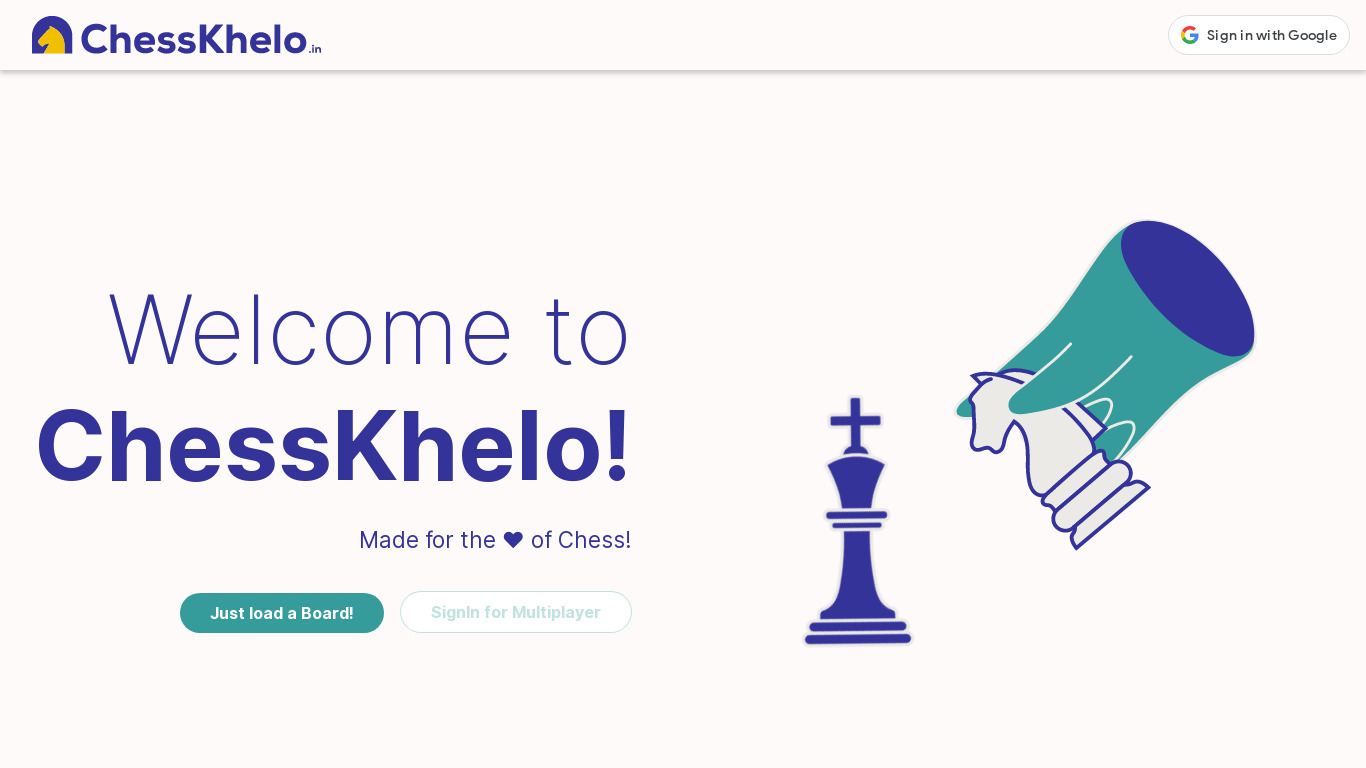 ChessKhelo Landing page