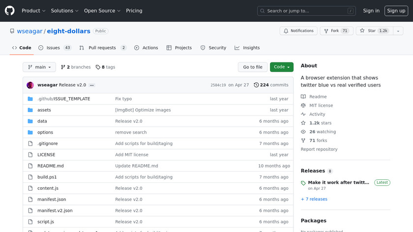 eight dollars Landing Page