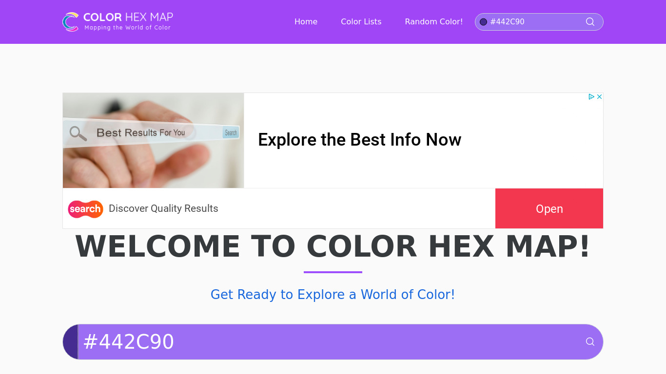 Color Hex Map Landing page