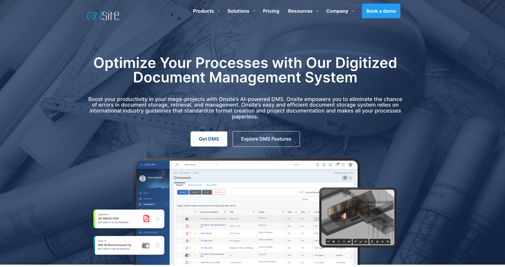 Onsite DMS Landing page
