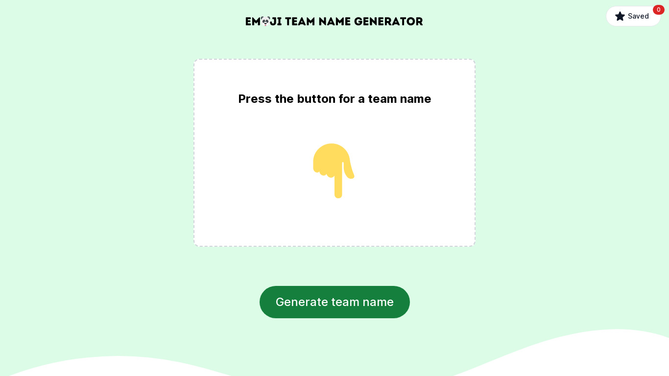 Emoji Team Name Generator Landing page