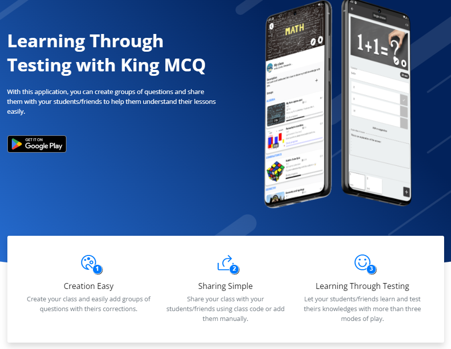 King MCQ Landing page