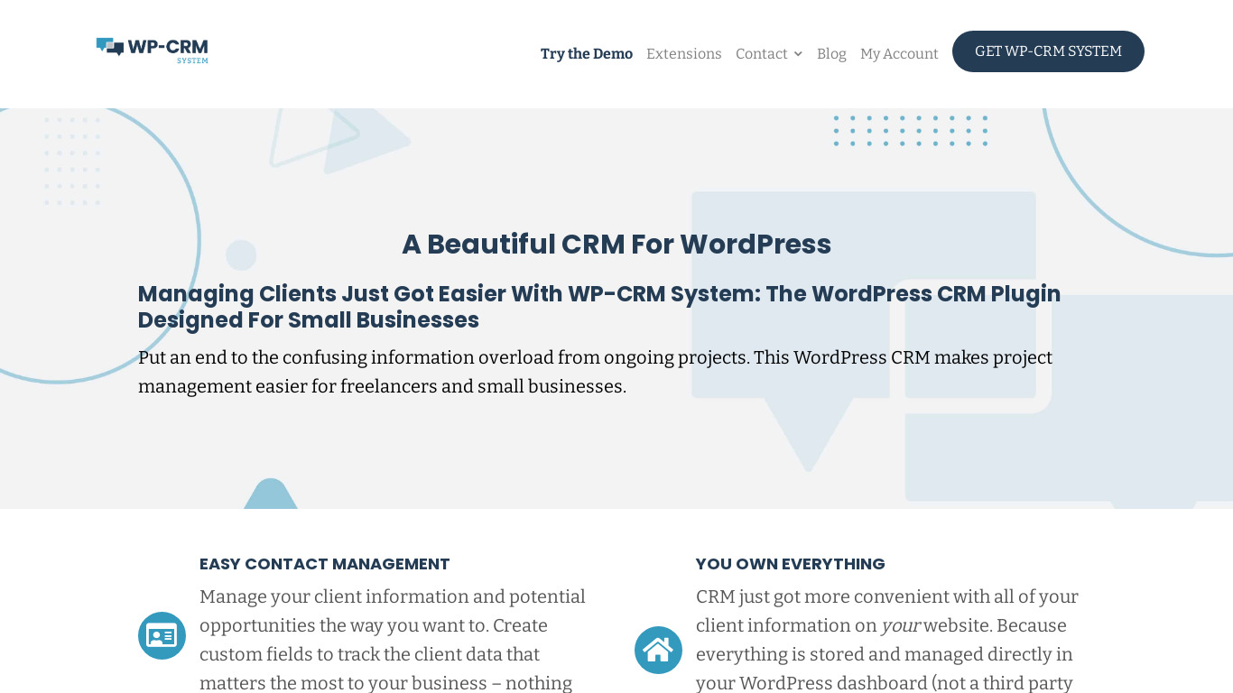 WP-CRM System Landing page