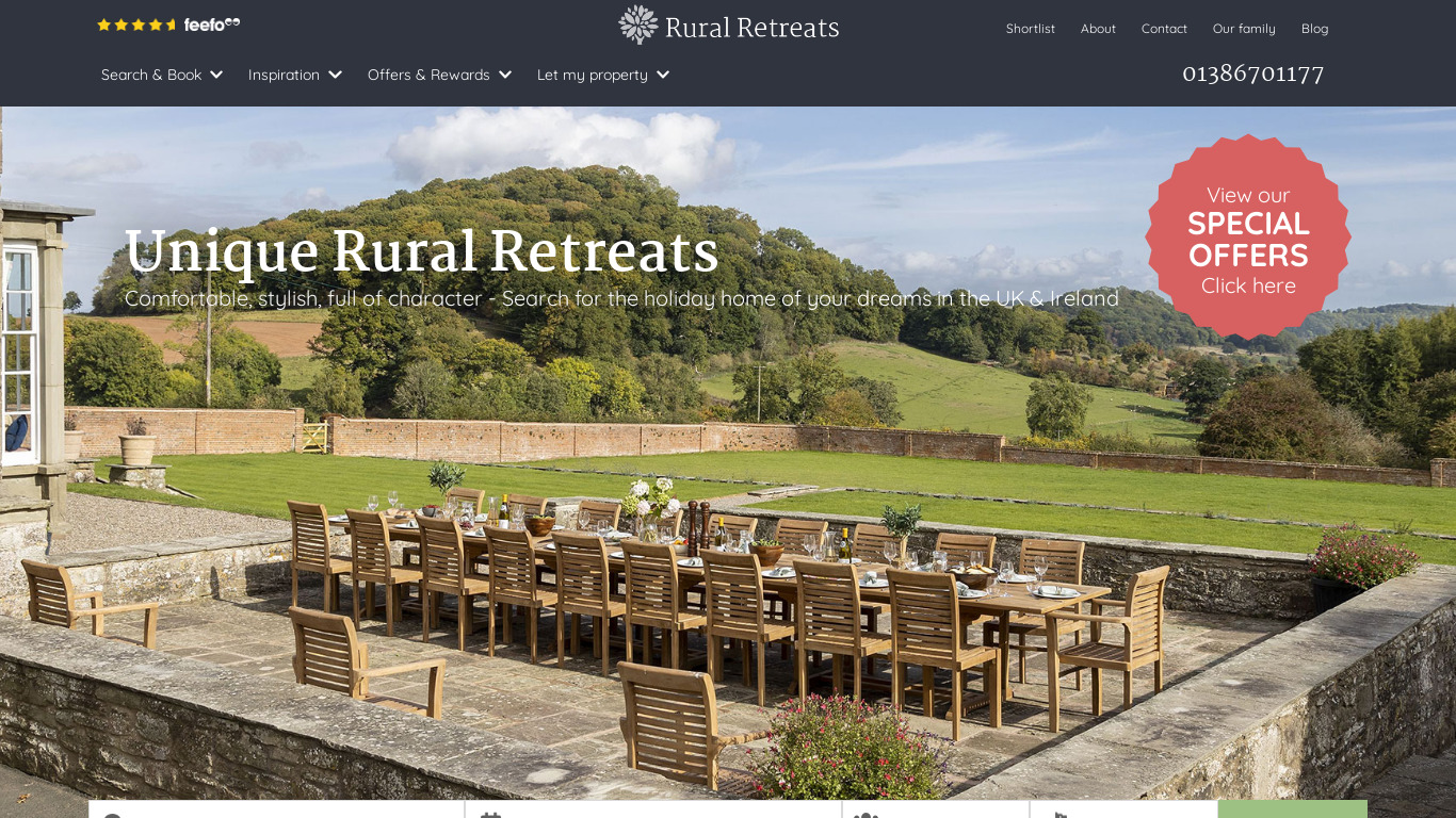 Rural Retreats Landing page