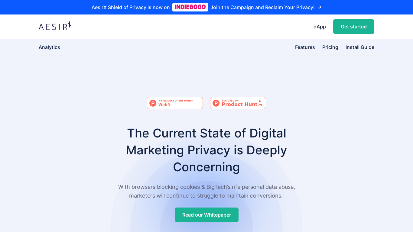 Aesirx Analytics Landing page