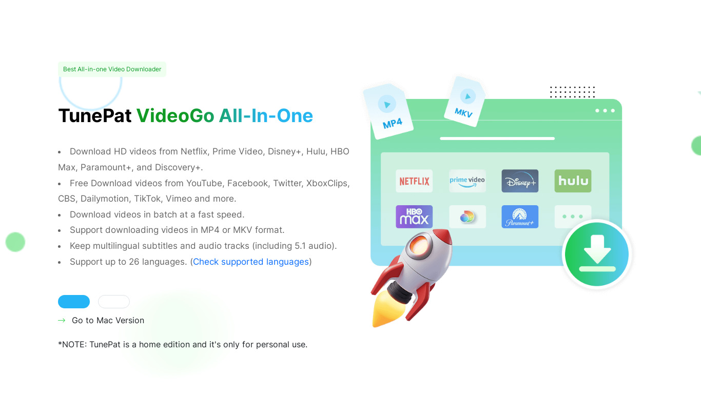 TunePat VideoGo All-In-One Landing page
