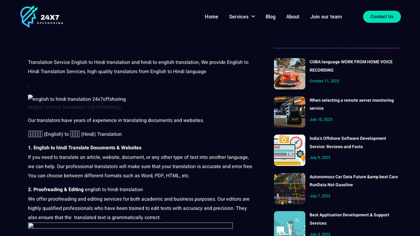 Best English To Hindi Translation Landing Page
