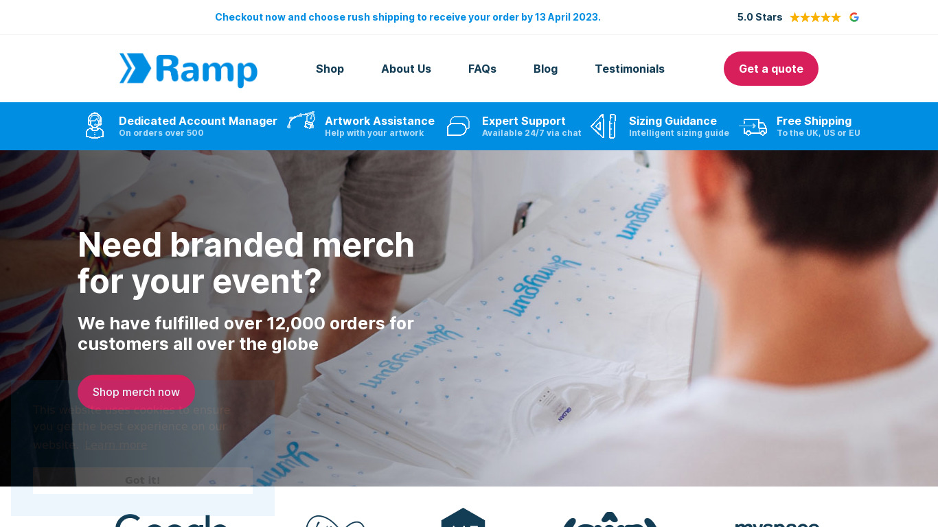 Ramp T-shirts Landing page