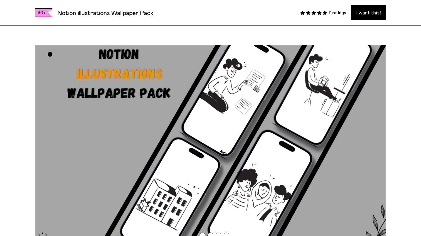 Notion illustrations Wallpaper Pack Landing page