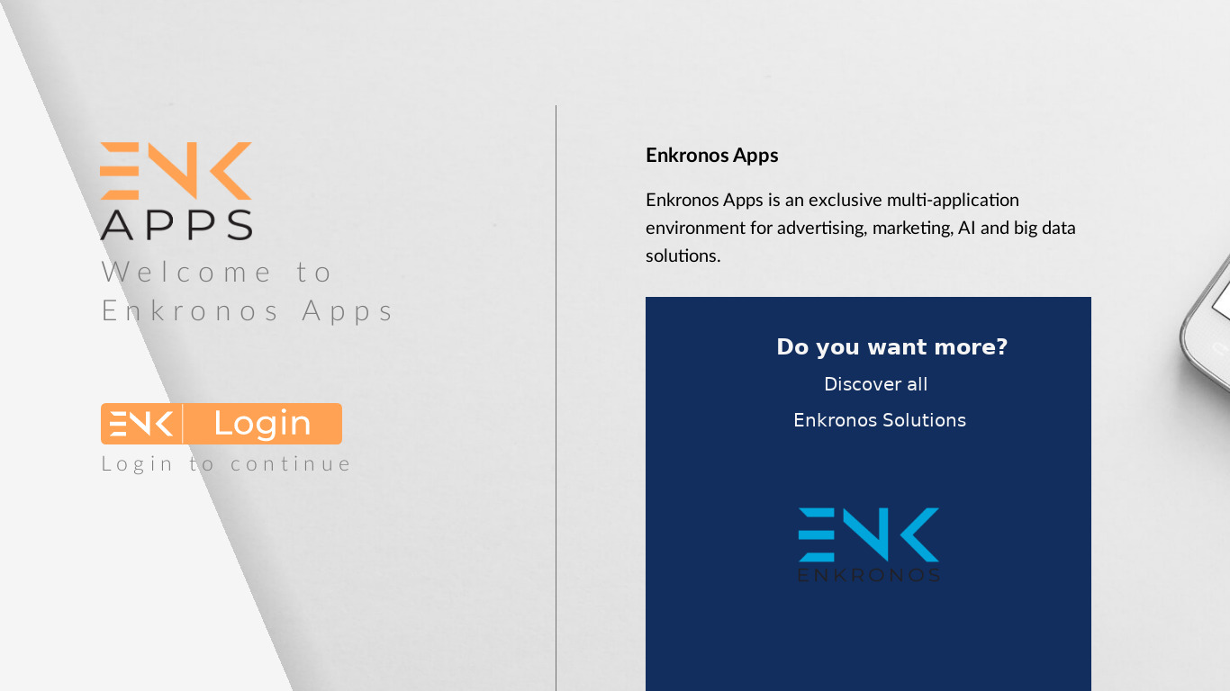 Enkronos Apps Landing page