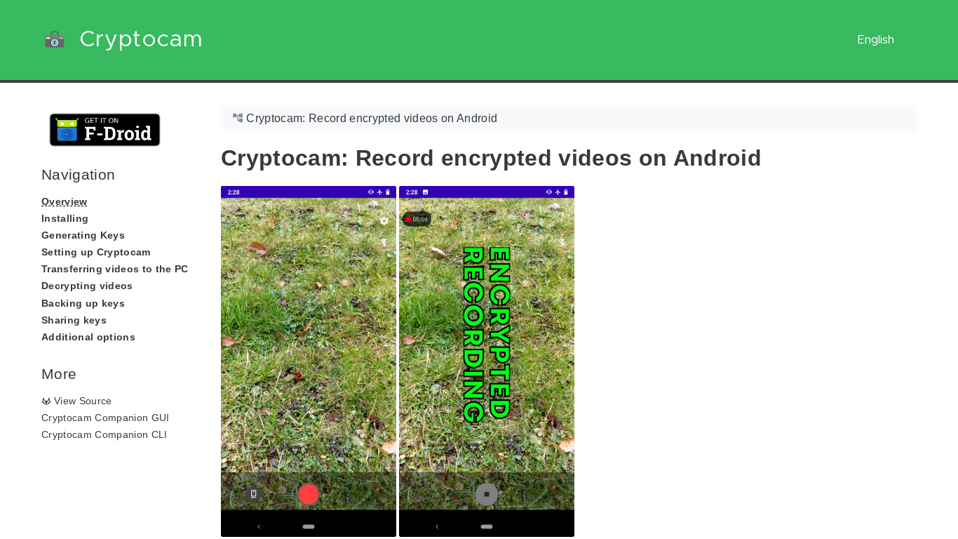 Cryptocam Landing page