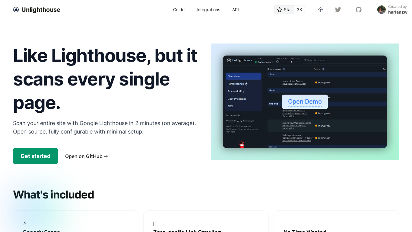 Unlighthouse Landing page