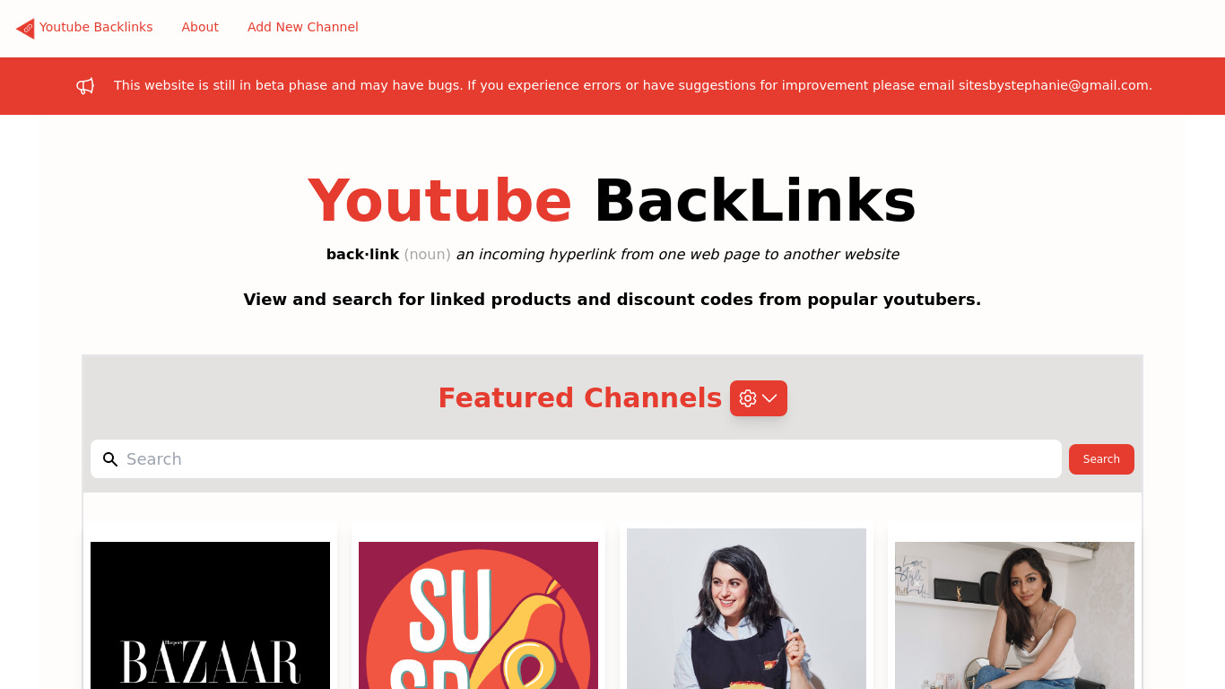 YoutubeBacklinks Landing page