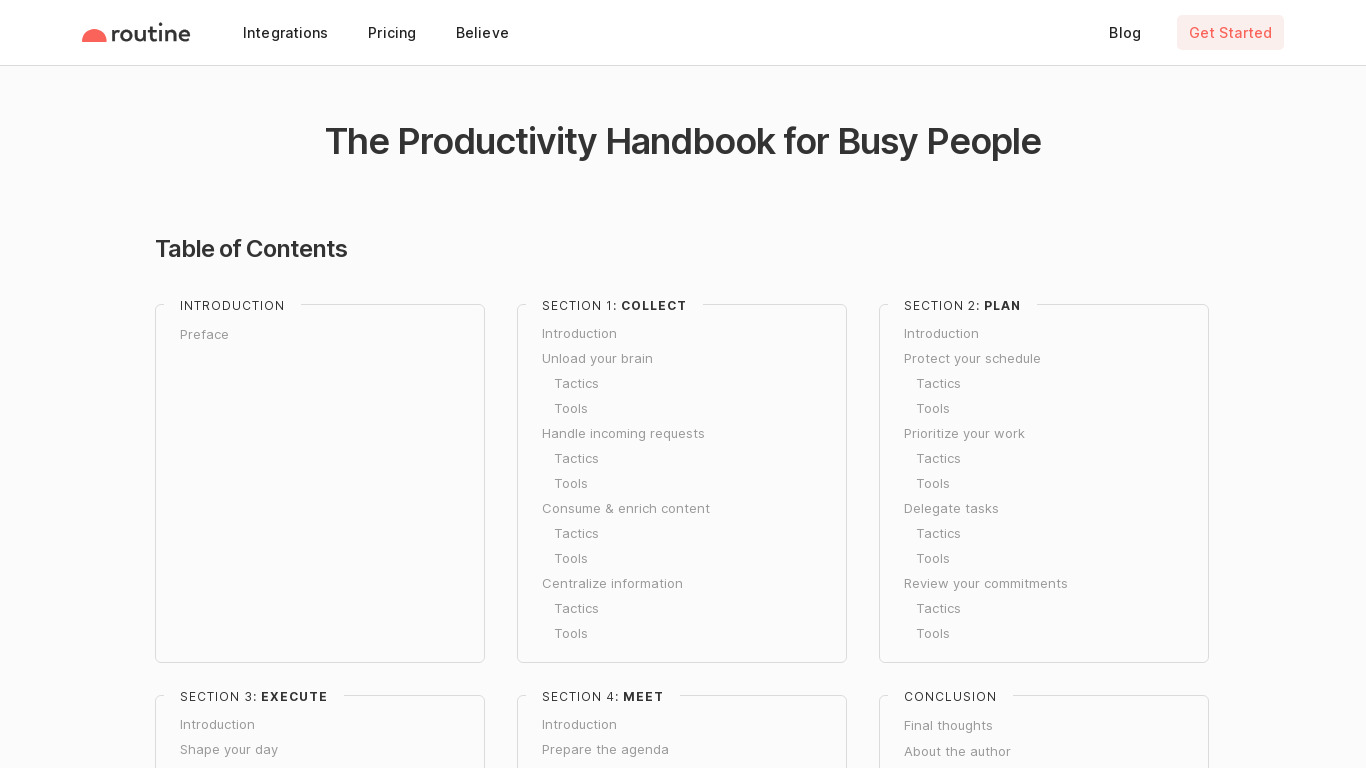 Productivity Ebook for Busy People Landing page