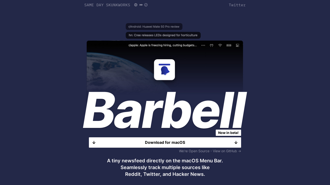 Barbell Landing page