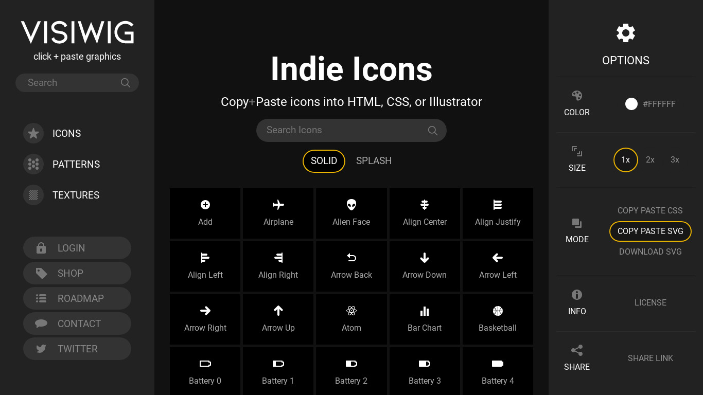 Indie Icons Landing page
