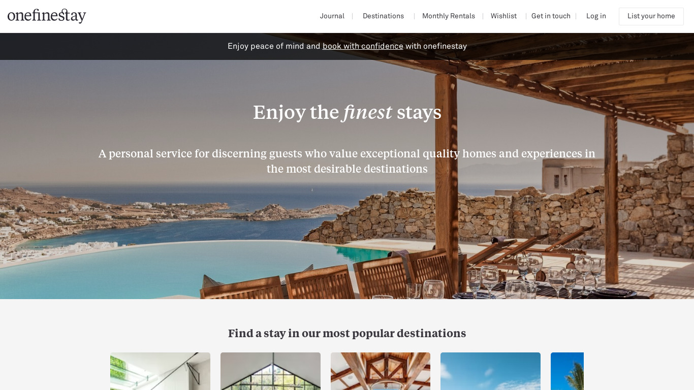 onefinestay Landing page