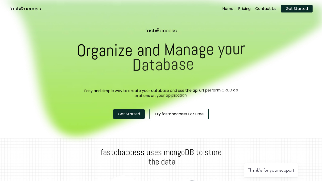 fastdbaccess Landing page