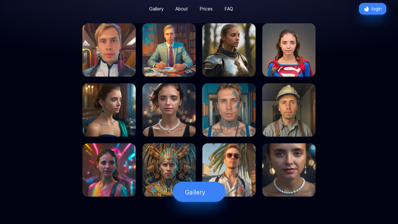 AI portrait generator Landing page