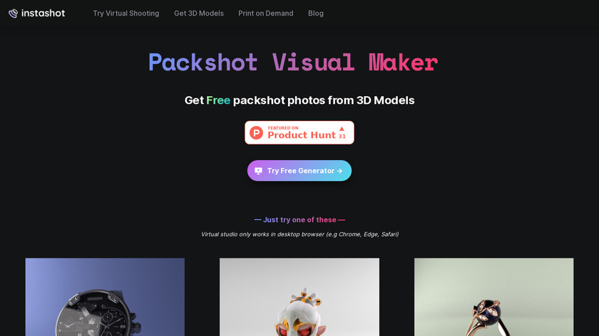 instashot.xyz Packshot Visual Generator Landing Page