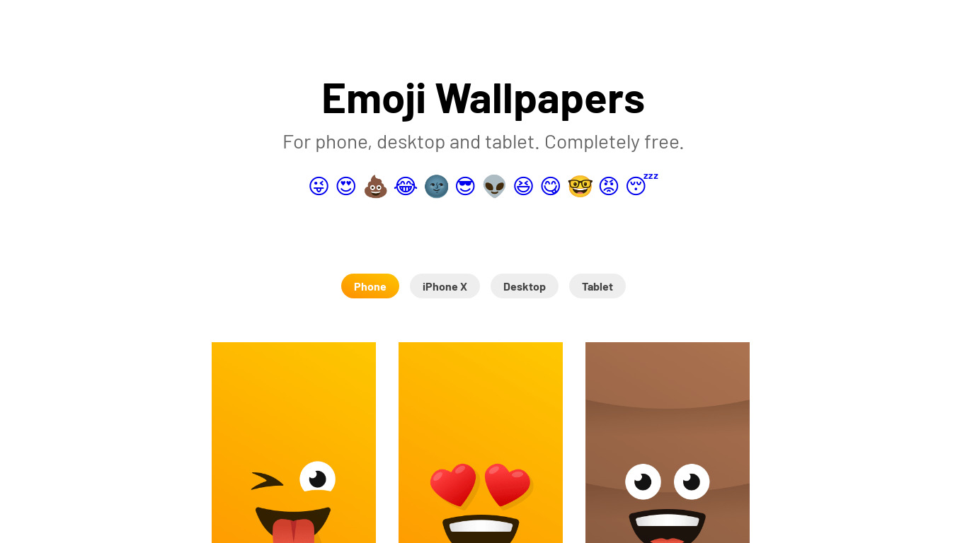 Emoji Wallpapers Landing page