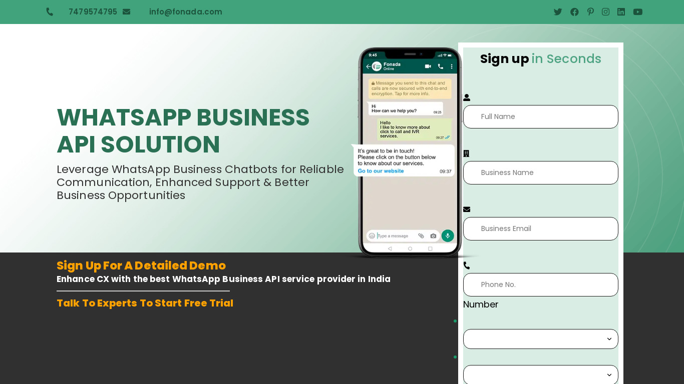 Fonada WhatsApp Business API Landing page