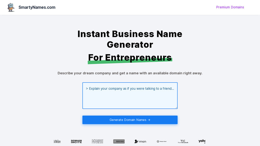 Smarty Names Landing Page