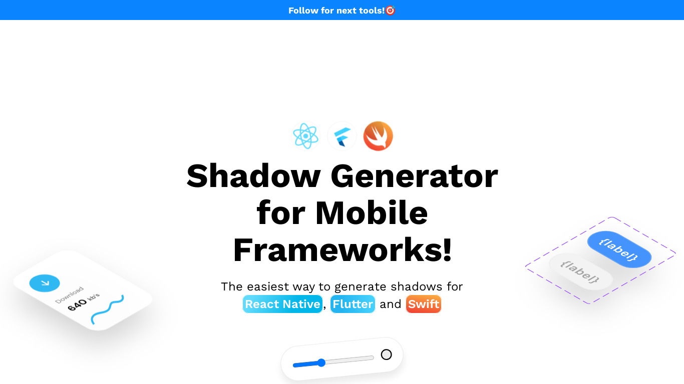 Shadow Generator For React Native Landing page
