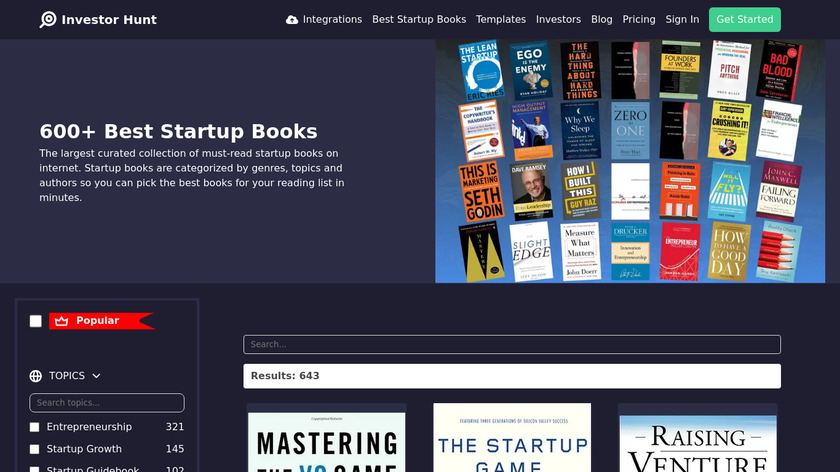 Best Startup Books Landing Page
