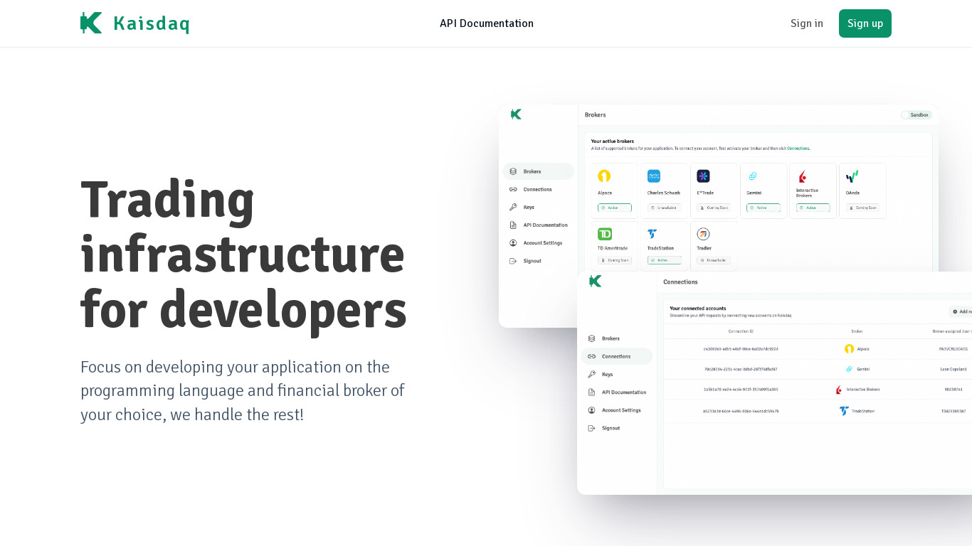 Kaisdaq Landing page