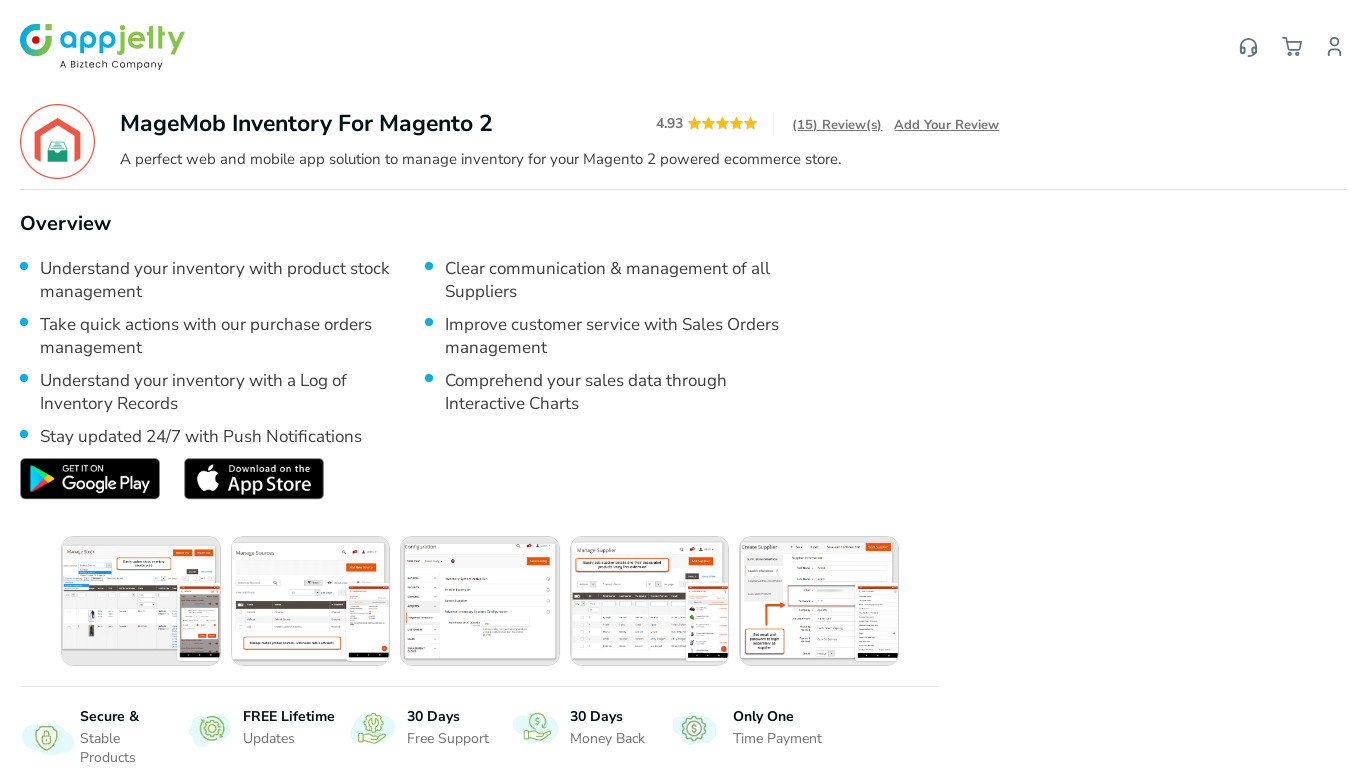 MageMob Inventory Management Landing page