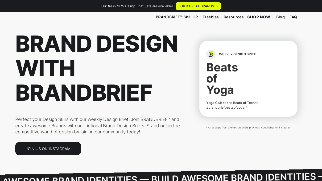 Brandbrief weekly Design Briefs Landing page