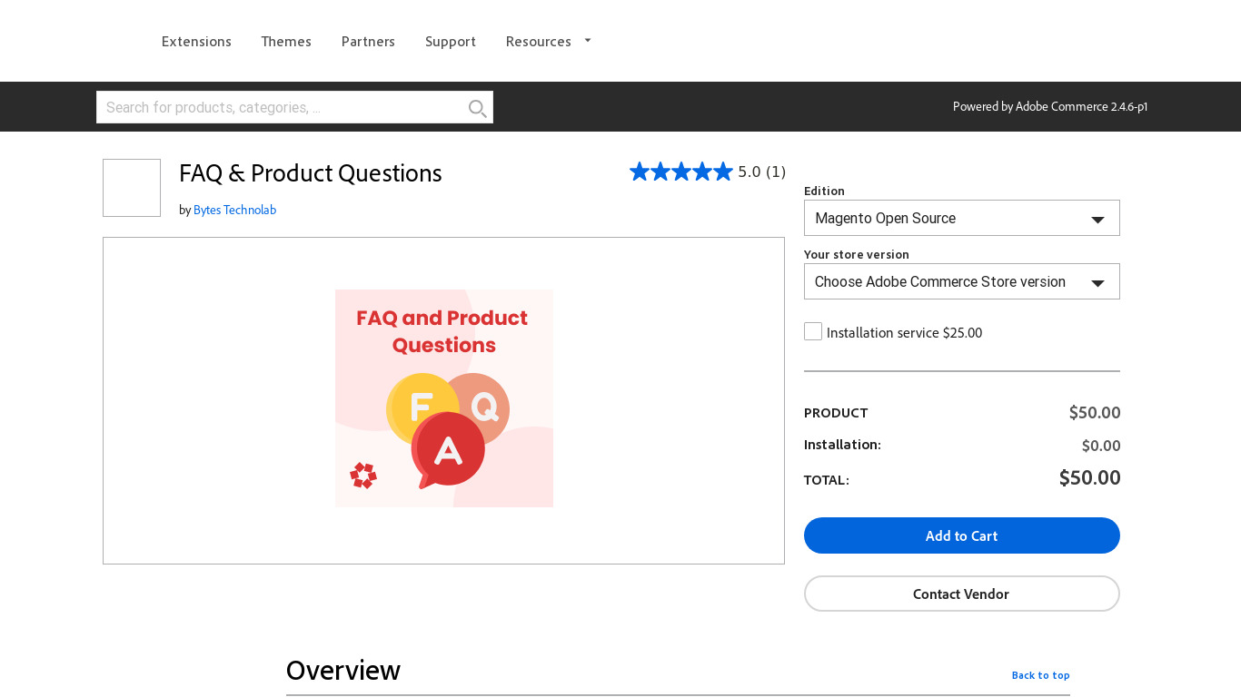 FAQ & Product Questions Landing page