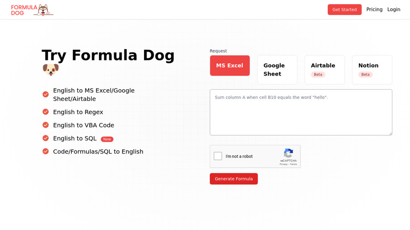Formula Dog Landing Page