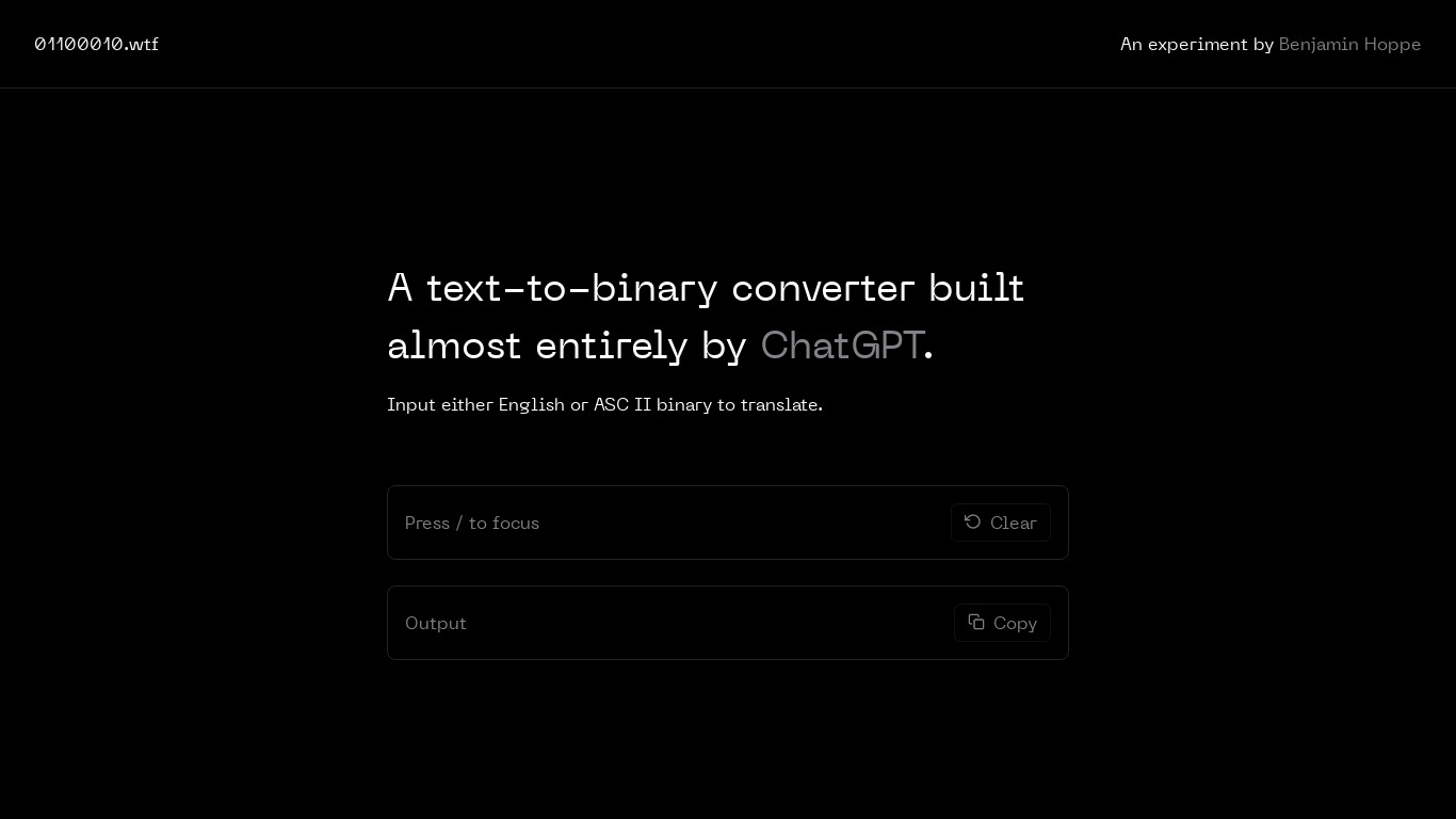 01100010.wtf Landing page